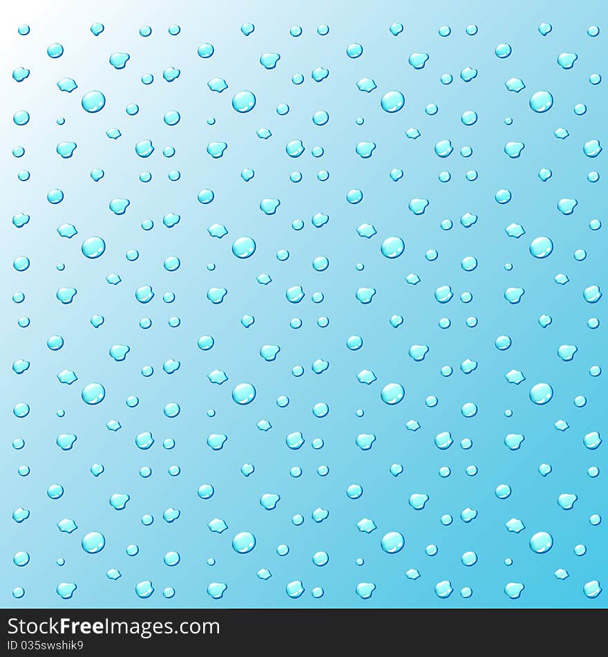 Water droplets on a blue background.