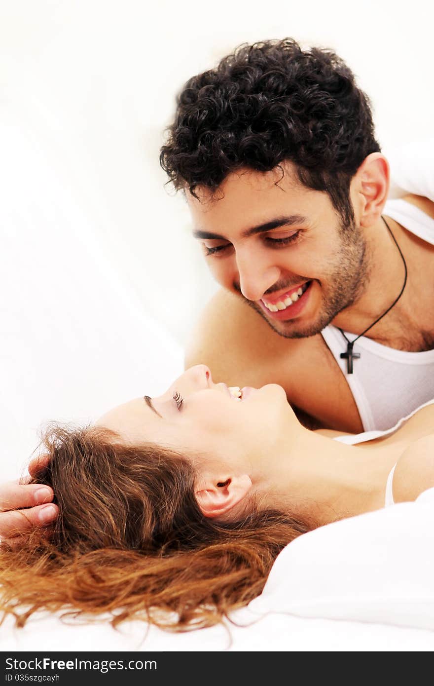 Young couple in bed