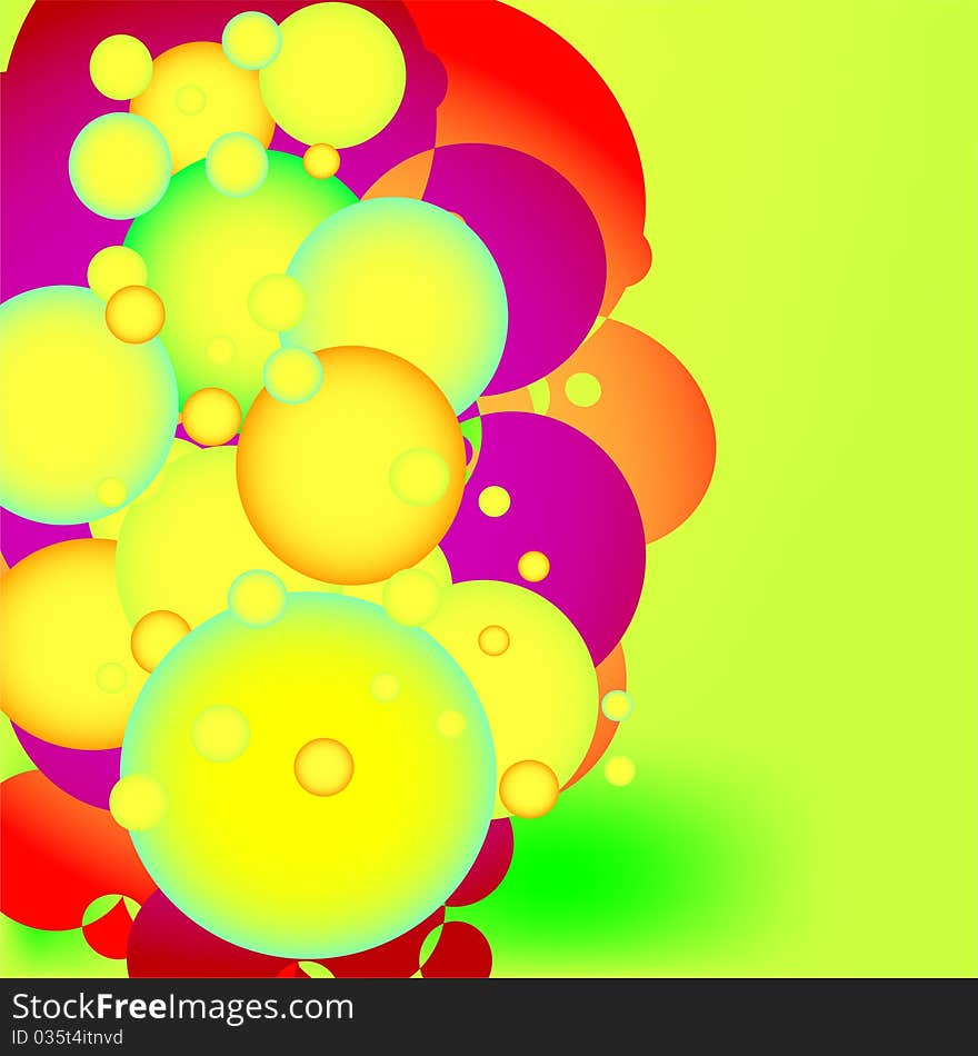 Abstract background with raw of vertical colorful bubbles