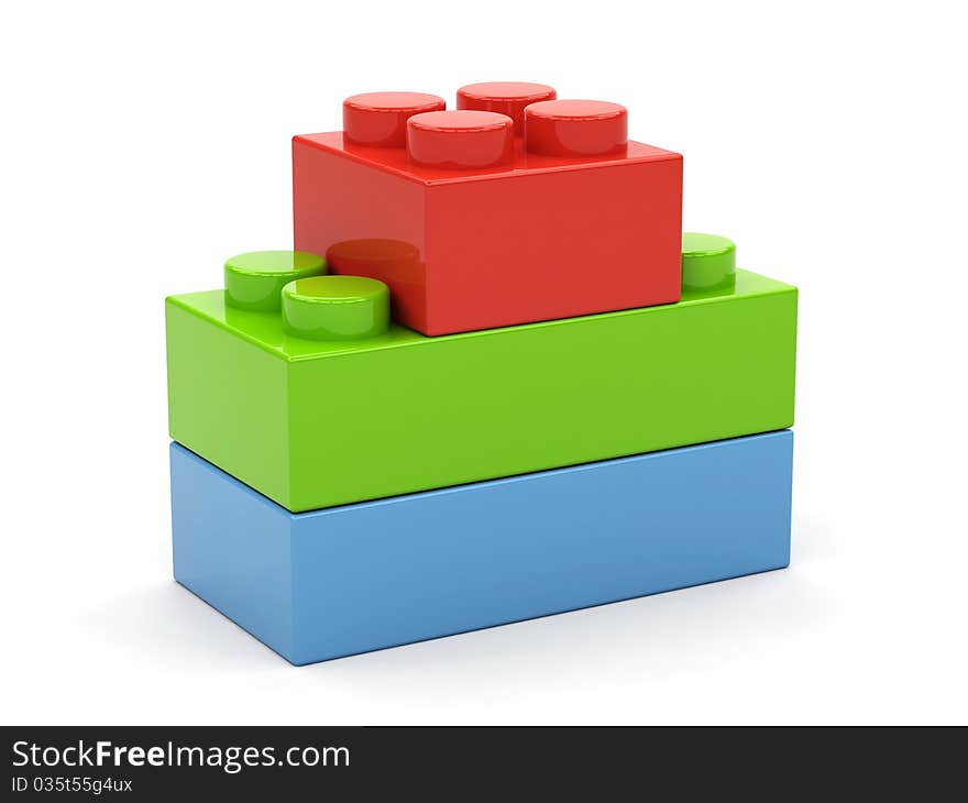 Plastic toy blocks on white background. Plastic toy blocks on white background.