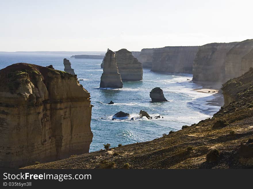 Picture taken at The Twelve Apostles, Victoria Australia. The Twelve Apostles is a collection of eight miocene limestone rock stacks jutting from the water in Port Campbell National Park, between Princetown and Peterborough on the Great Ocean Road.