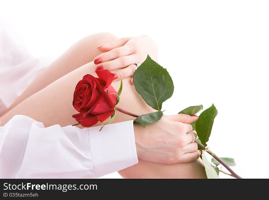 Girl sitting with rose