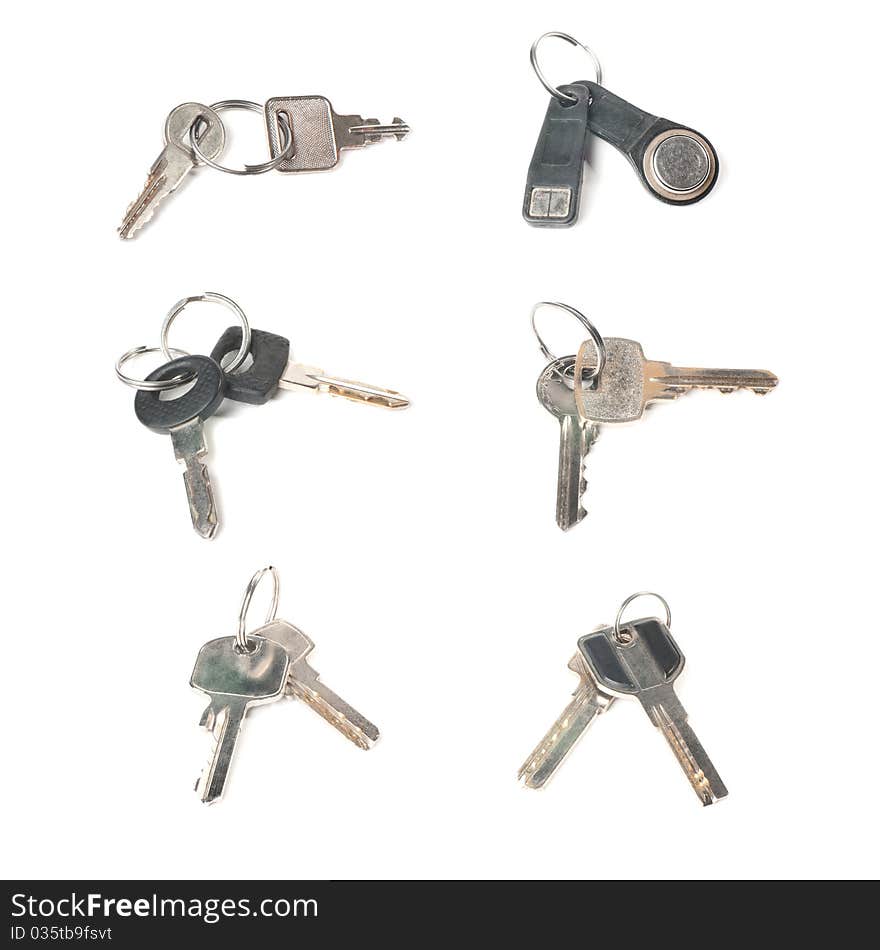 Set of keys isolated on white background. Set of keys isolated on white background.