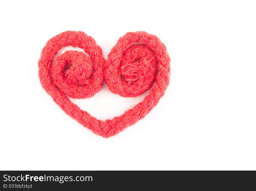 Red rope heart isolated