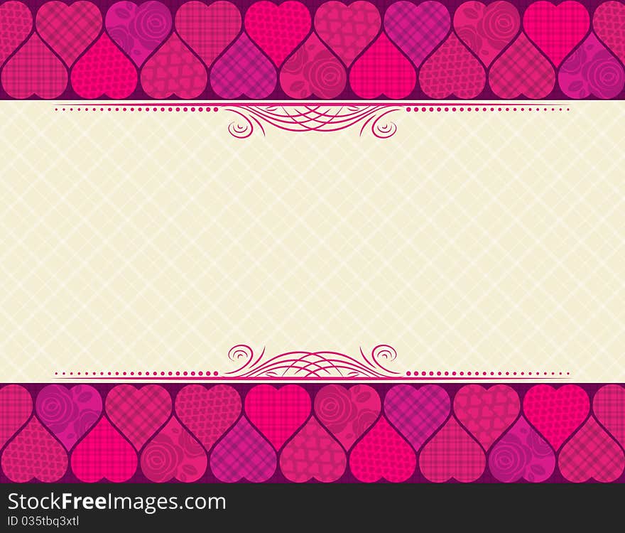 Valentine background with hearts,   illustration