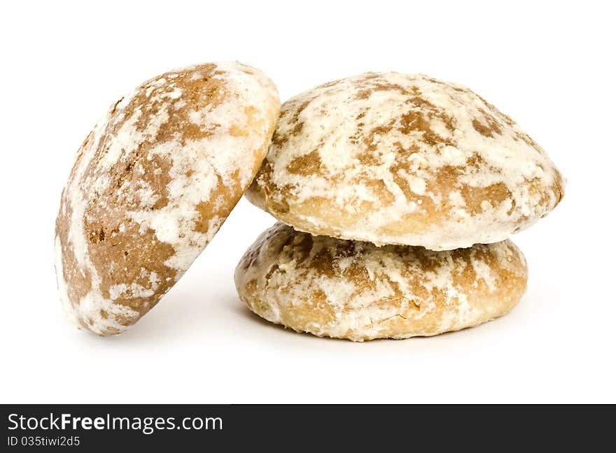 Stack of sweet cookies isolated on white background