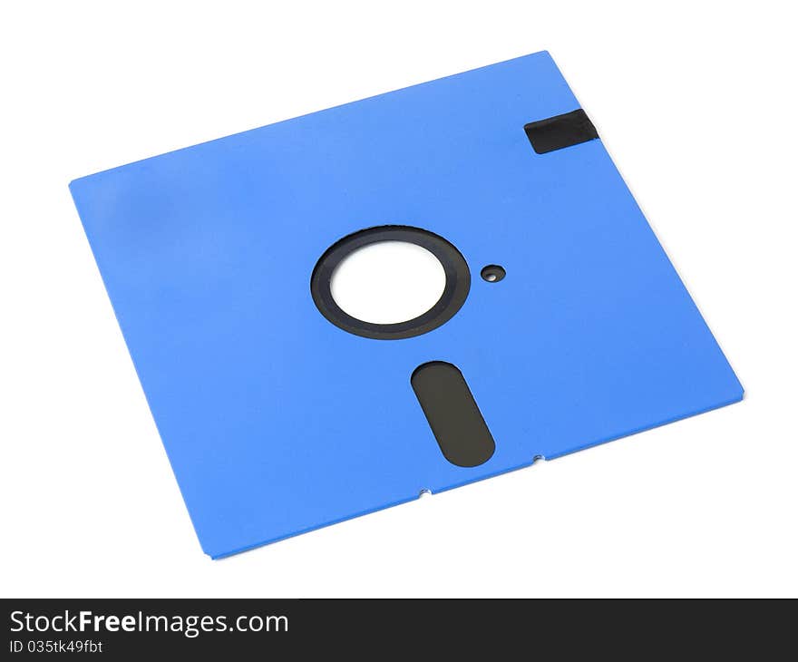 Old blue floppy disk isolated on white background. Old blue floppy disk isolated on white background