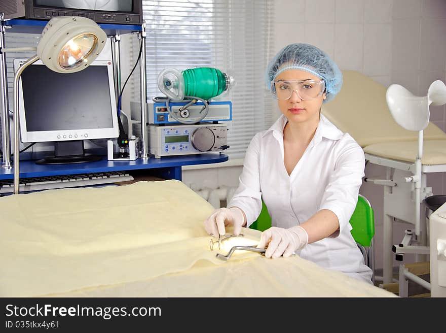 Young female doctor at the hospital.