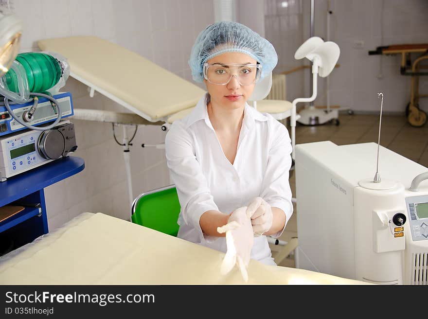 Young female doctor at the hospital.