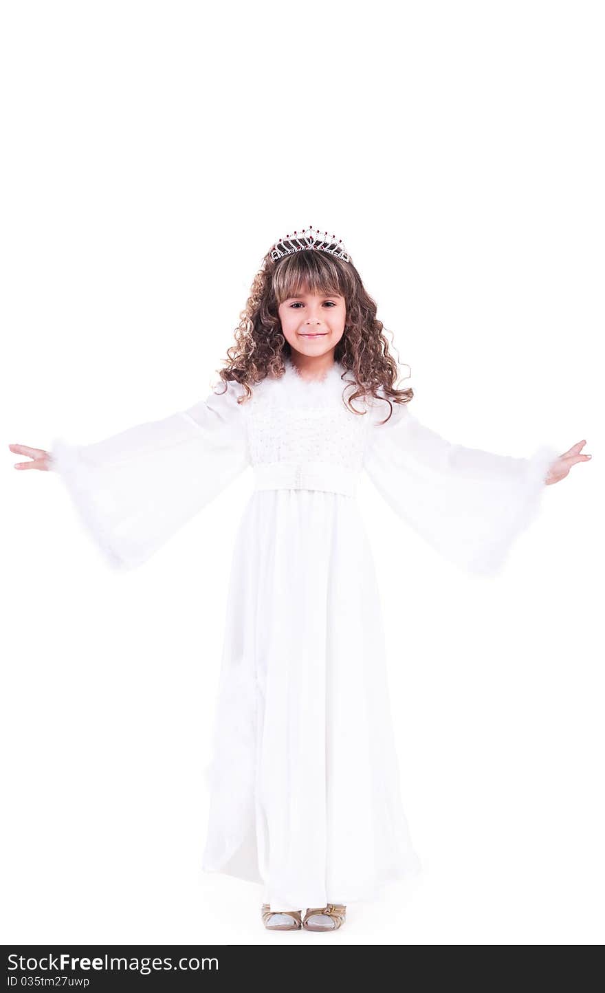 Beautiful little princess angel in white