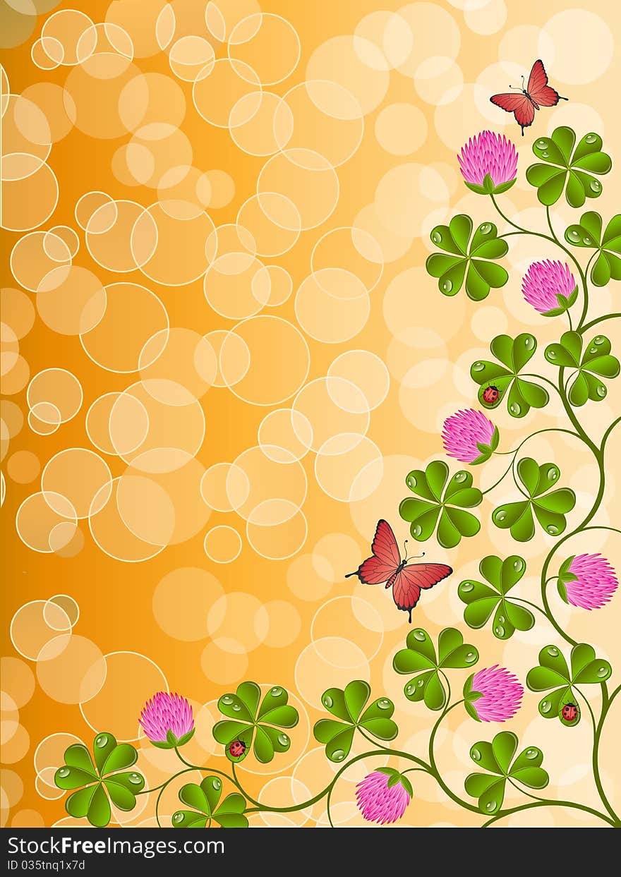 Floral background with a clover