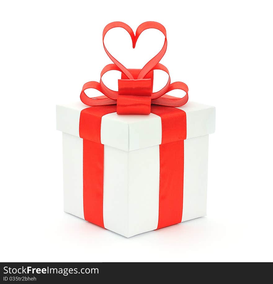 Gift box, bow and heart