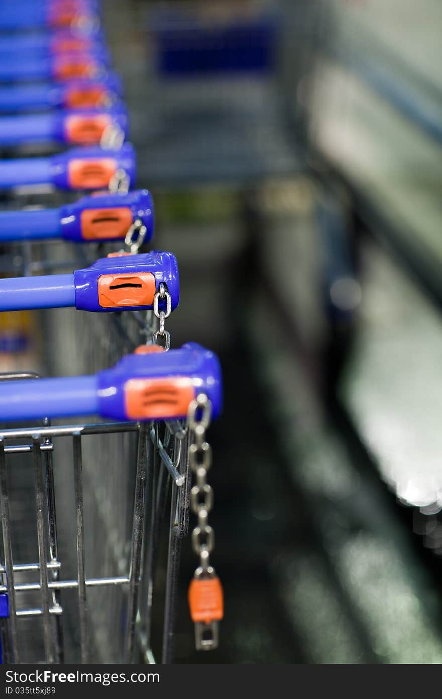 Empty supermatket trolleys (shallow DOF)