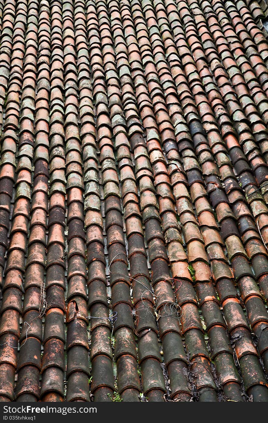 Detail of a traditional roof, pattern of tiles. Detail of a traditional roof, pattern of tiles