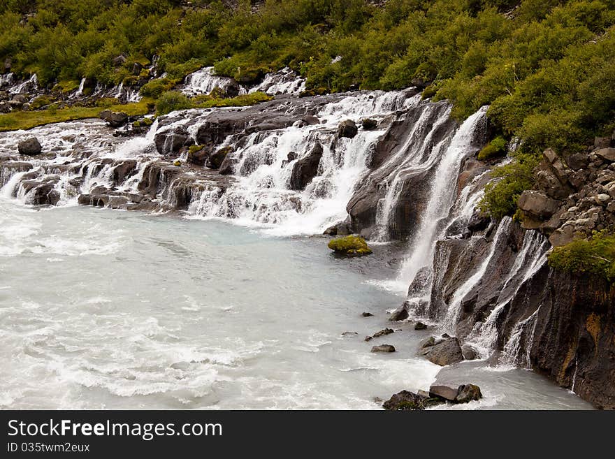 Waterfall Hraunfossar - Iceland