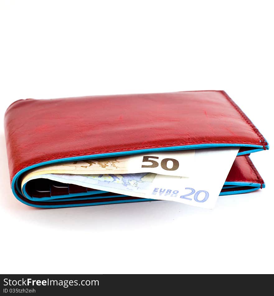 Italian leather wallet with money, useful for concepts. Italian leather wallet with money, useful for concepts