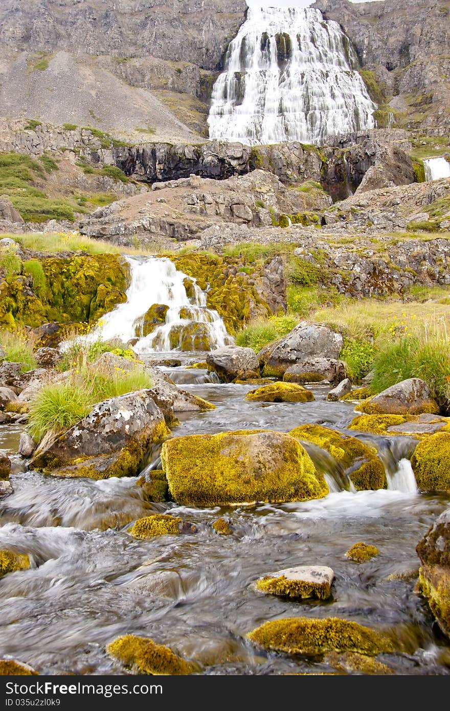 Big, beauty and rapid water in Dynjandi waterfall - Iceland. Big, beauty and rapid water in Dynjandi waterfall - Iceland.