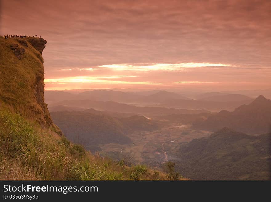 Sunrise over mountain, Phu Cheefa national park, Thailand. Sunrise over mountain, Phu Cheefa national park, Thailand.