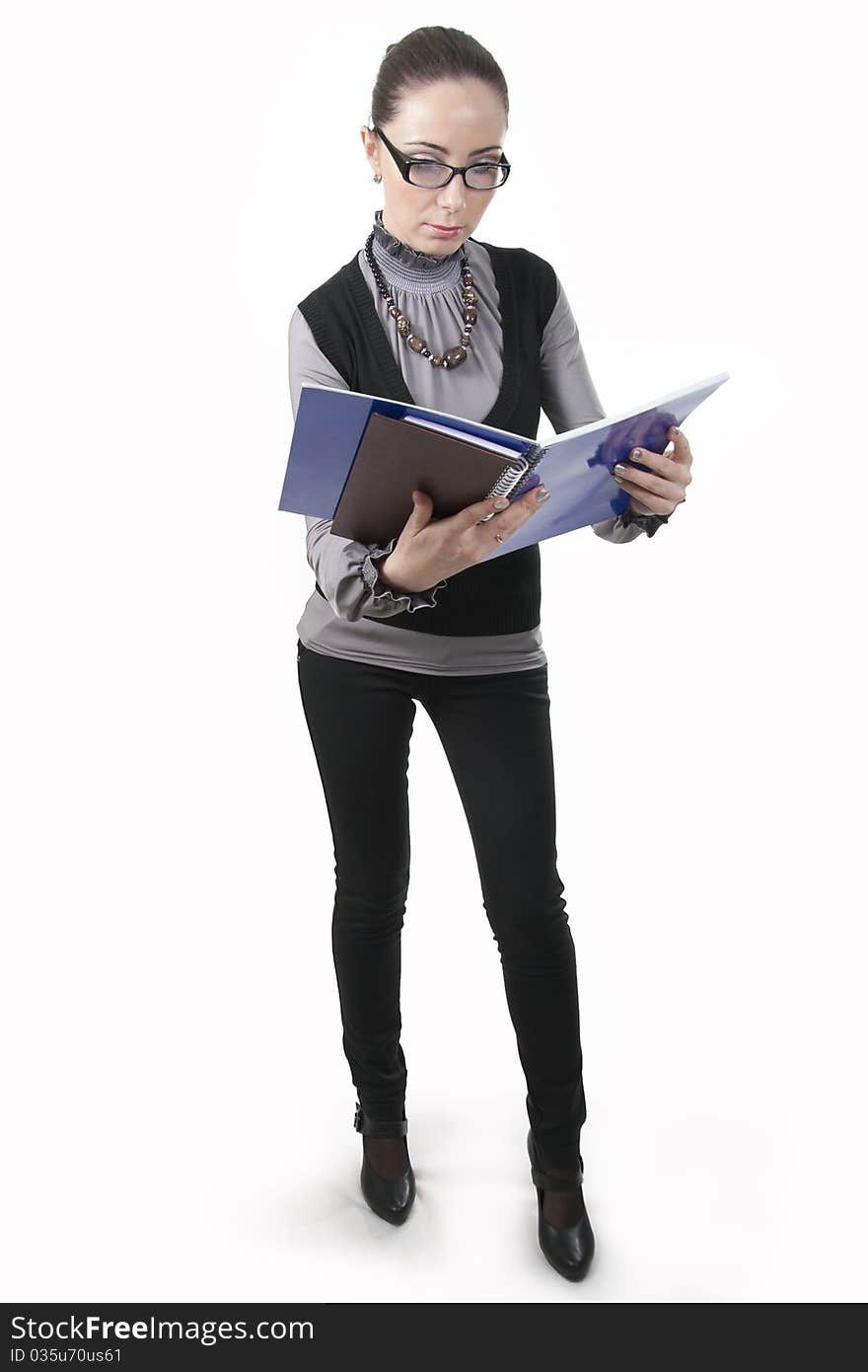 Image of the successful and serious business woman. On a white background. Image of the successful and serious business woman. On a white background.