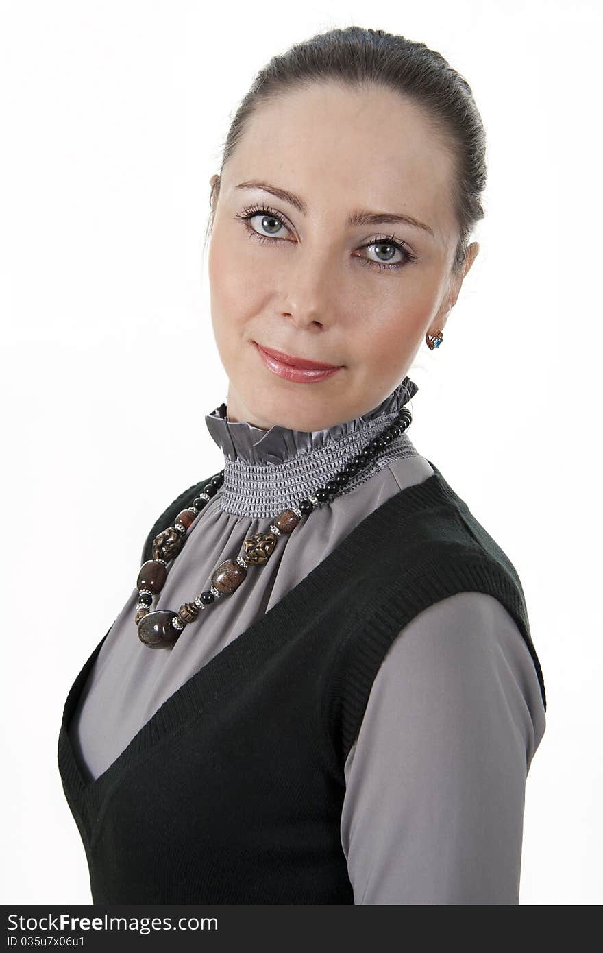 Image of the successful and serious business woman. On a white background. Image of the successful and serious business woman. On a white background.