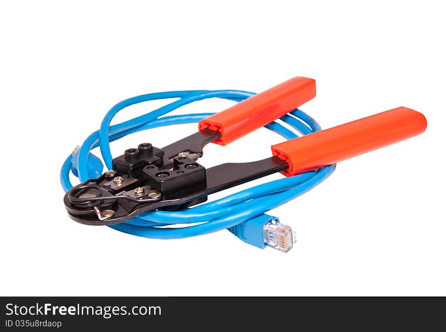 Network Crimp Tool with network ethernet cable