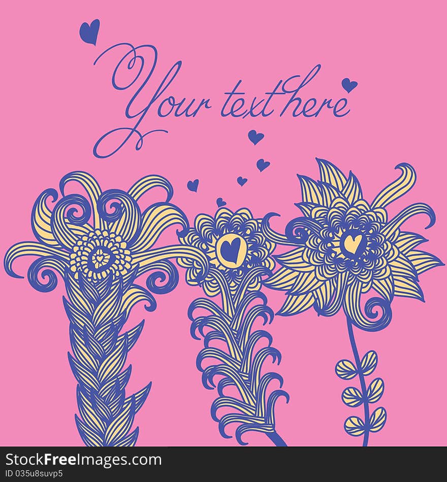 Valentine background. floral pattern with flower and heart