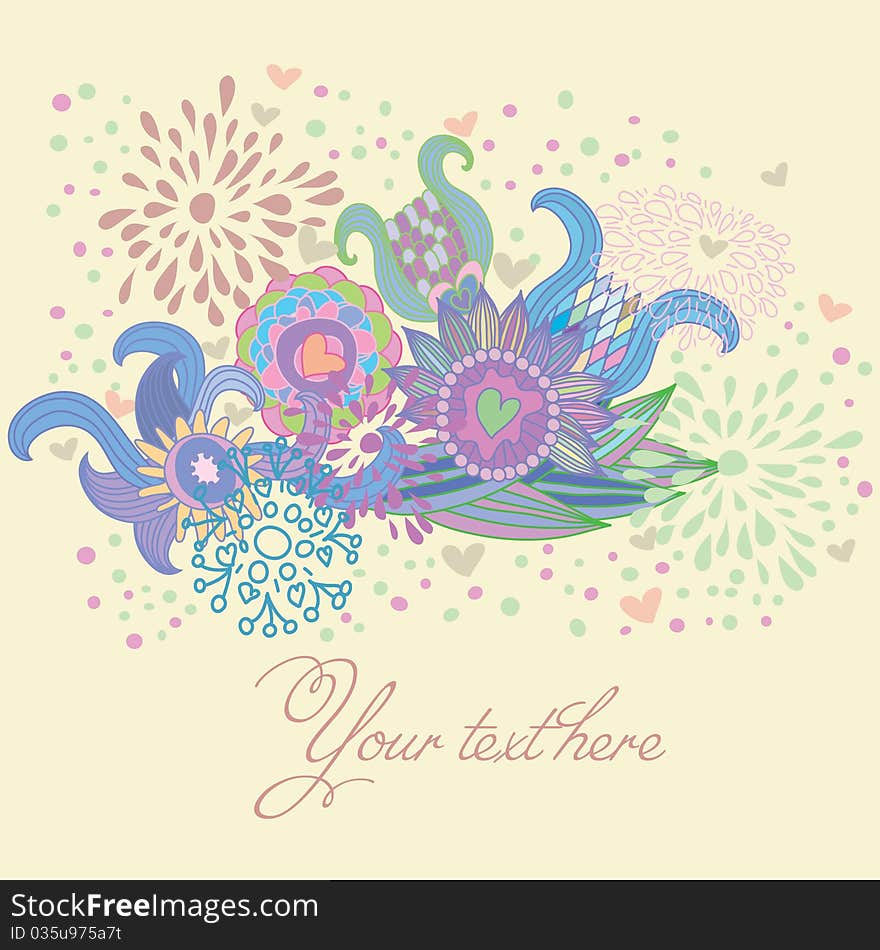 Valentine background. floral pattern with flower and heart