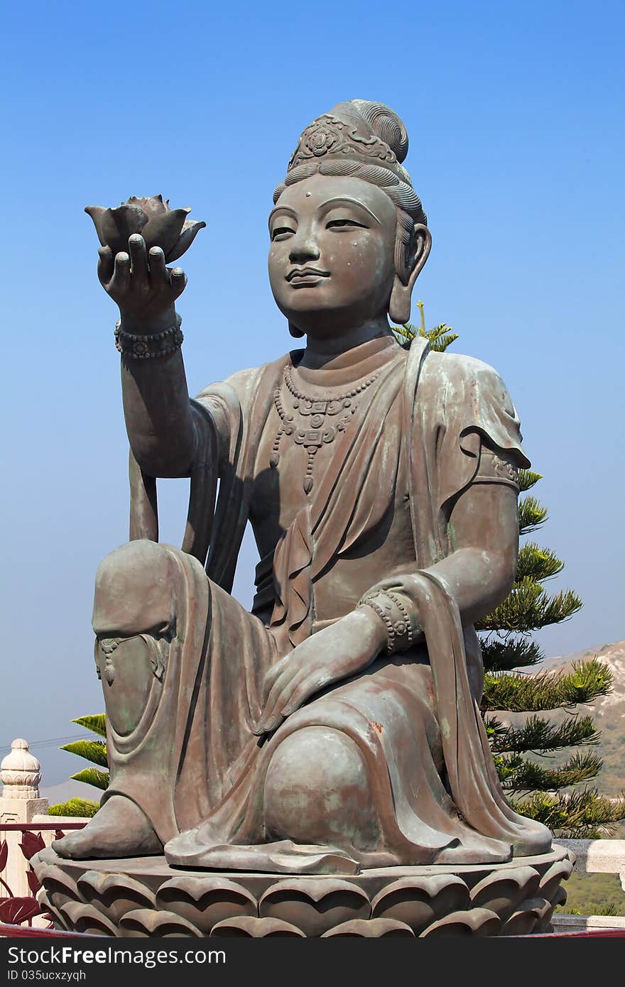 Bodhisattva sculpture near Big Buddha in Hong Kong