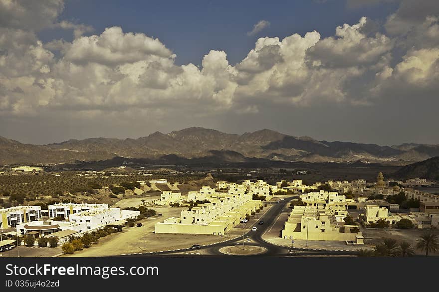 Village on the east near mountains