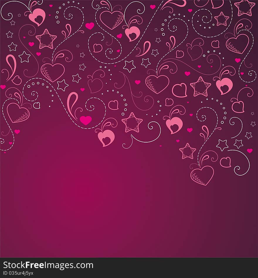 Abstract background with stars and hearts. Abstract background with stars and hearts