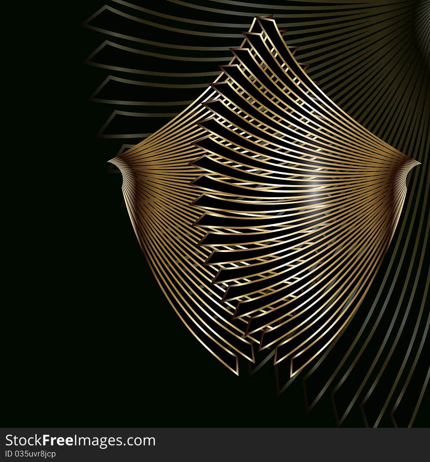 Abstract background, gold fantasy lines