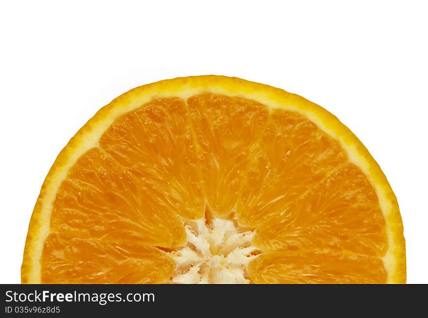 Slice of orange isolated on white