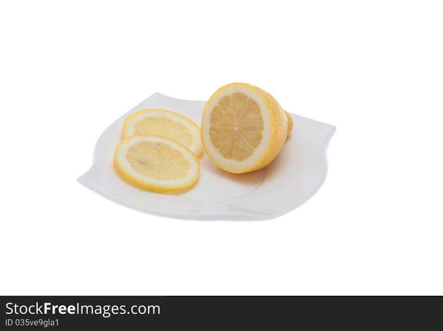 Lemon slices on plate