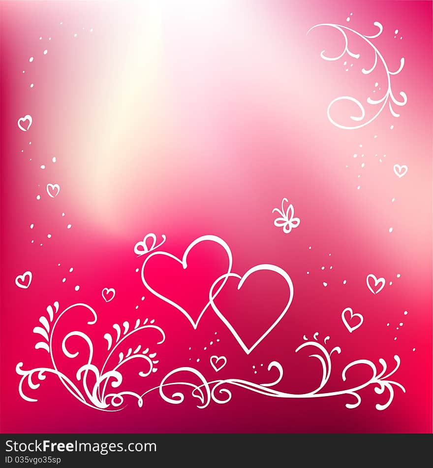 Abstract painted vector floral background, valentine's day elements for design. Abstract painted vector floral background, valentine's day elements for design