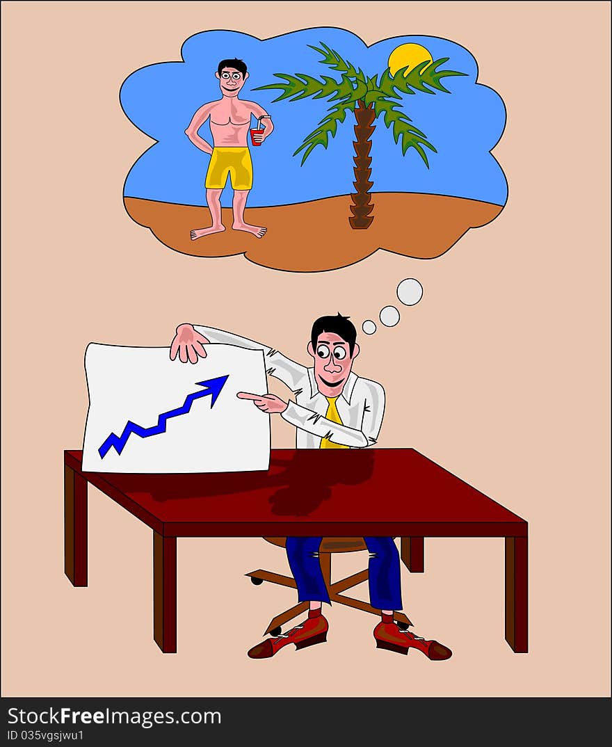 Businessman Thinking To A Vacation