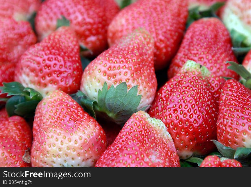 Strawberry close-up at the market