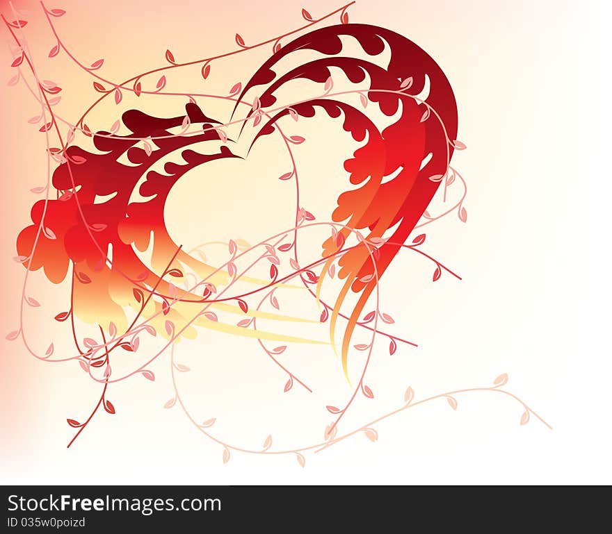 Abstract floral valentine hearts on a light background