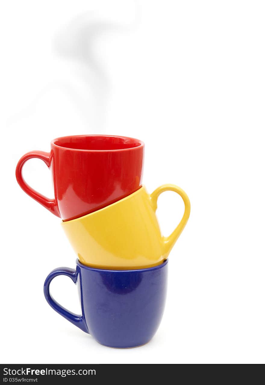 Color cups isolated on a white background.