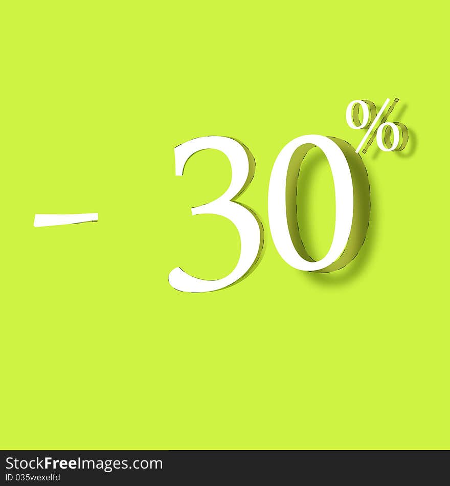 White discount on green background. 30 %. White discount on green background. 30 %.