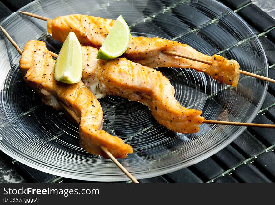 Salmon skewers