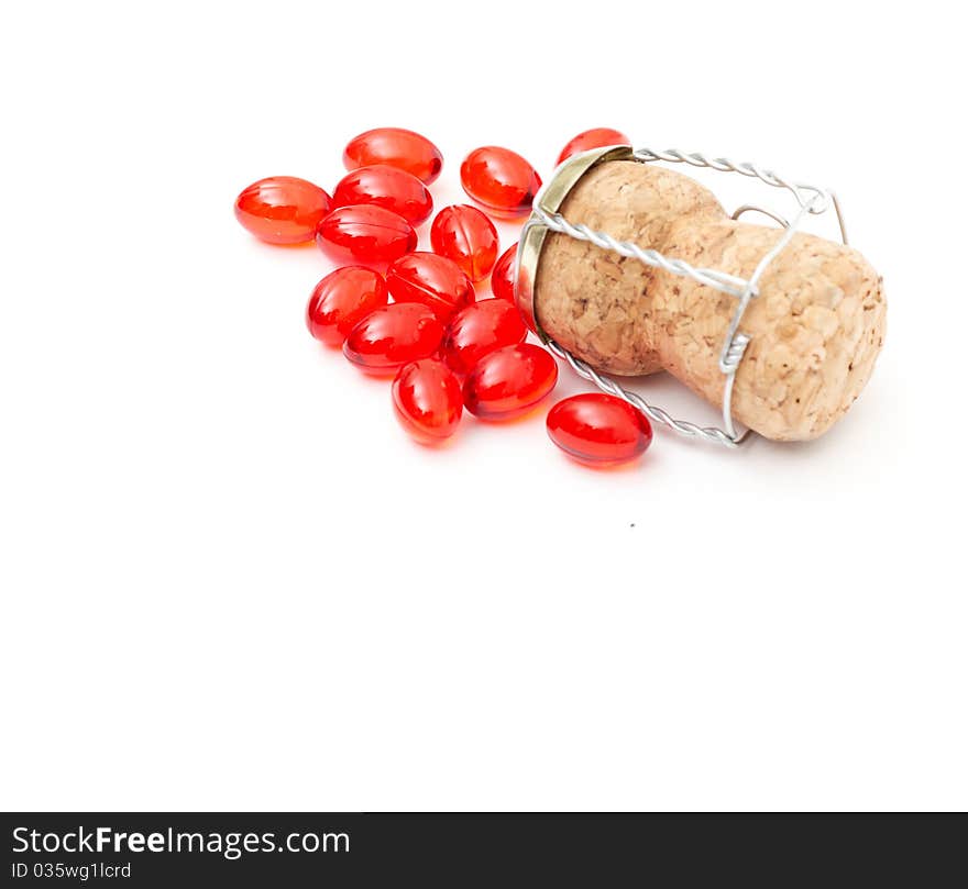 Champagne cork isolated on a white background