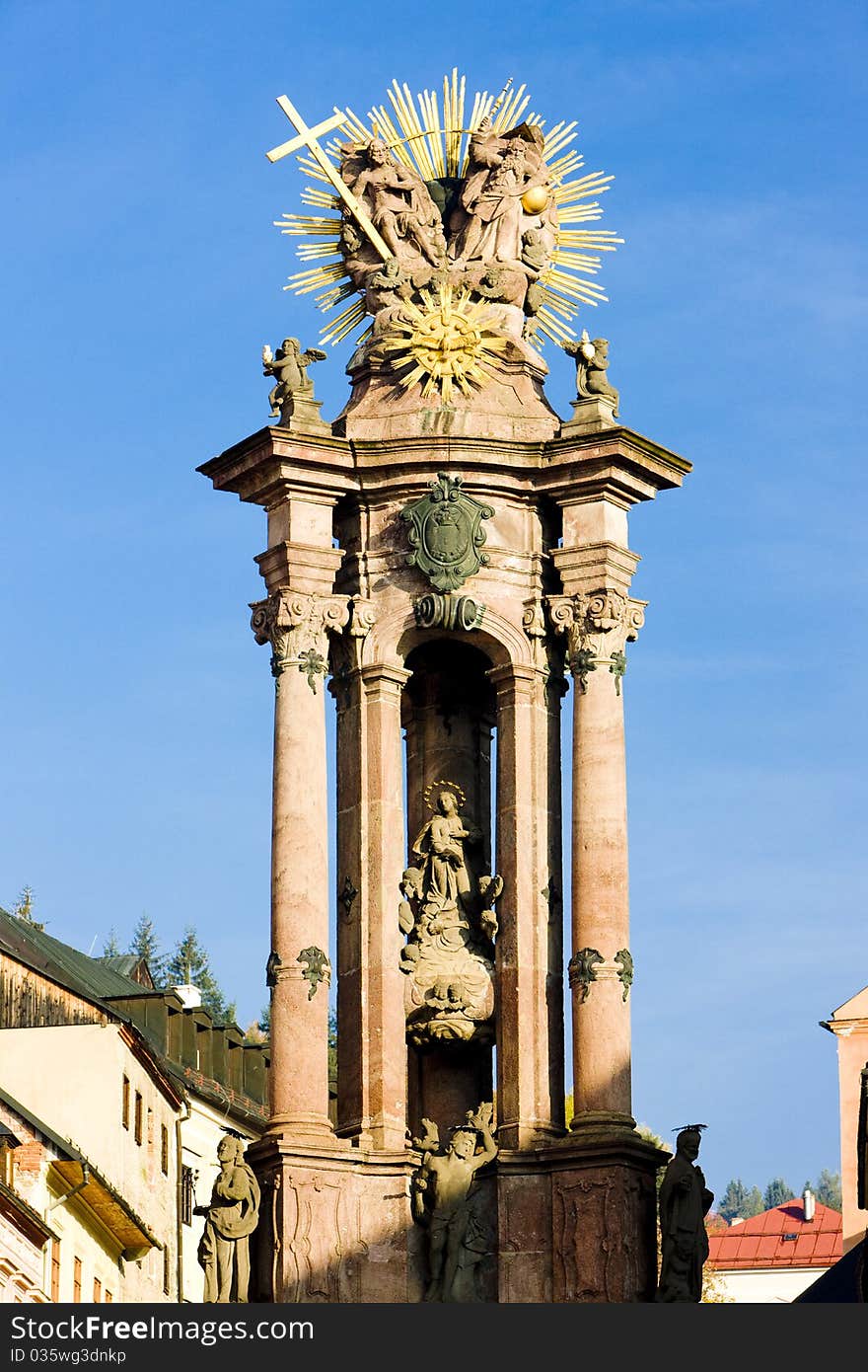 Baroque column of Saint Trinity, Saint Trinity Square, Banska Stiavnica, Slovakia. Baroque column of Saint Trinity, Saint Trinity Square, Banska Stiavnica, Slovakia