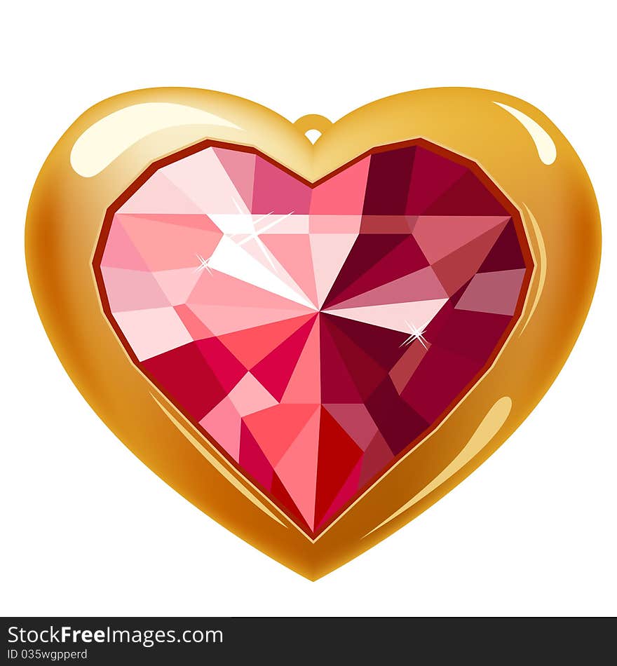 Ruby Gold Heart