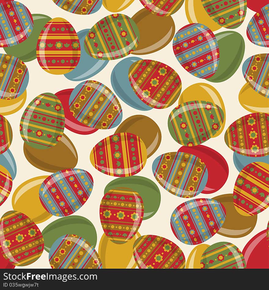 Easter Seamless Pattern With Decorated Eggs