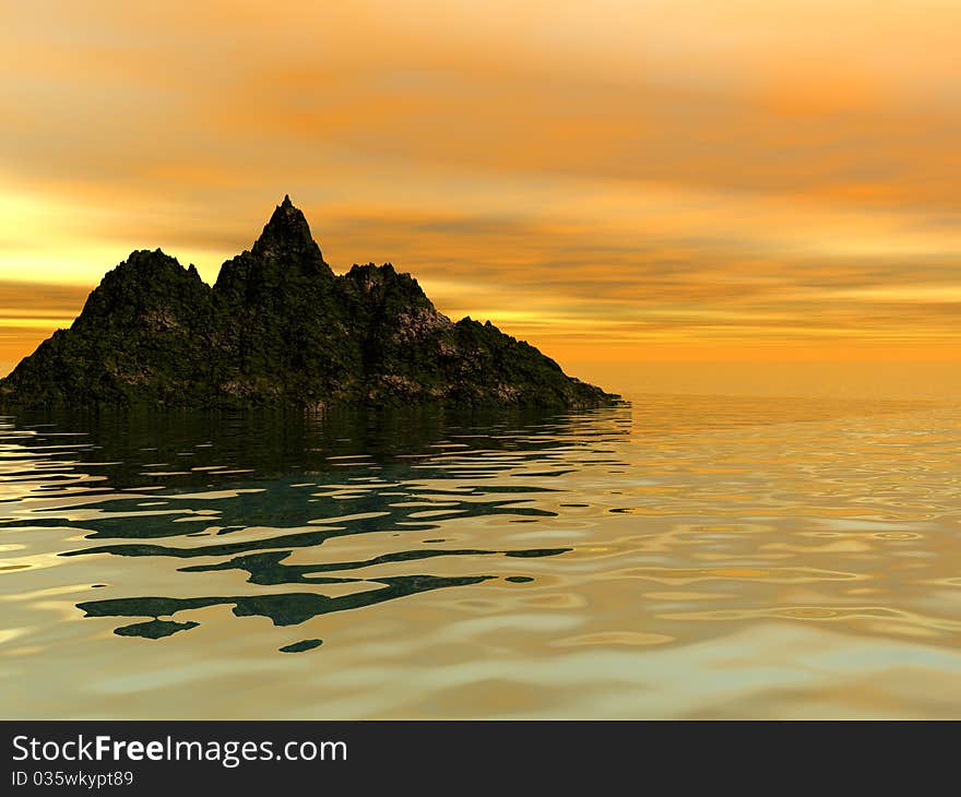 Rocky island in the sea