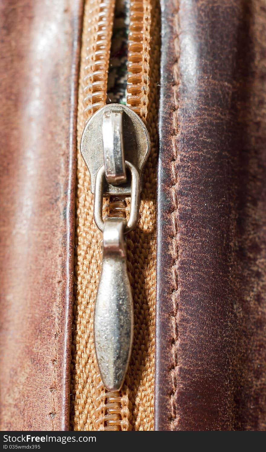 Zipper On Brown Leather