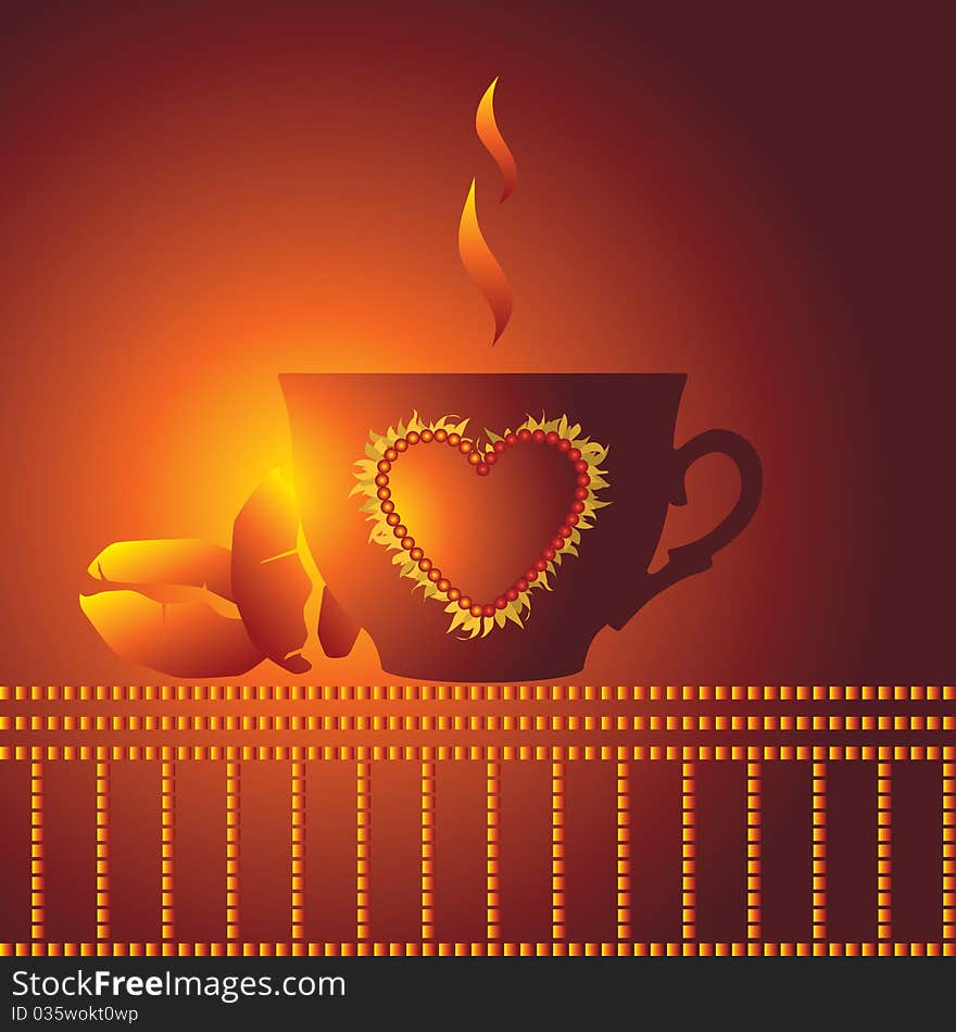 Cup of coffee with abstract design elements. Vector illustration.