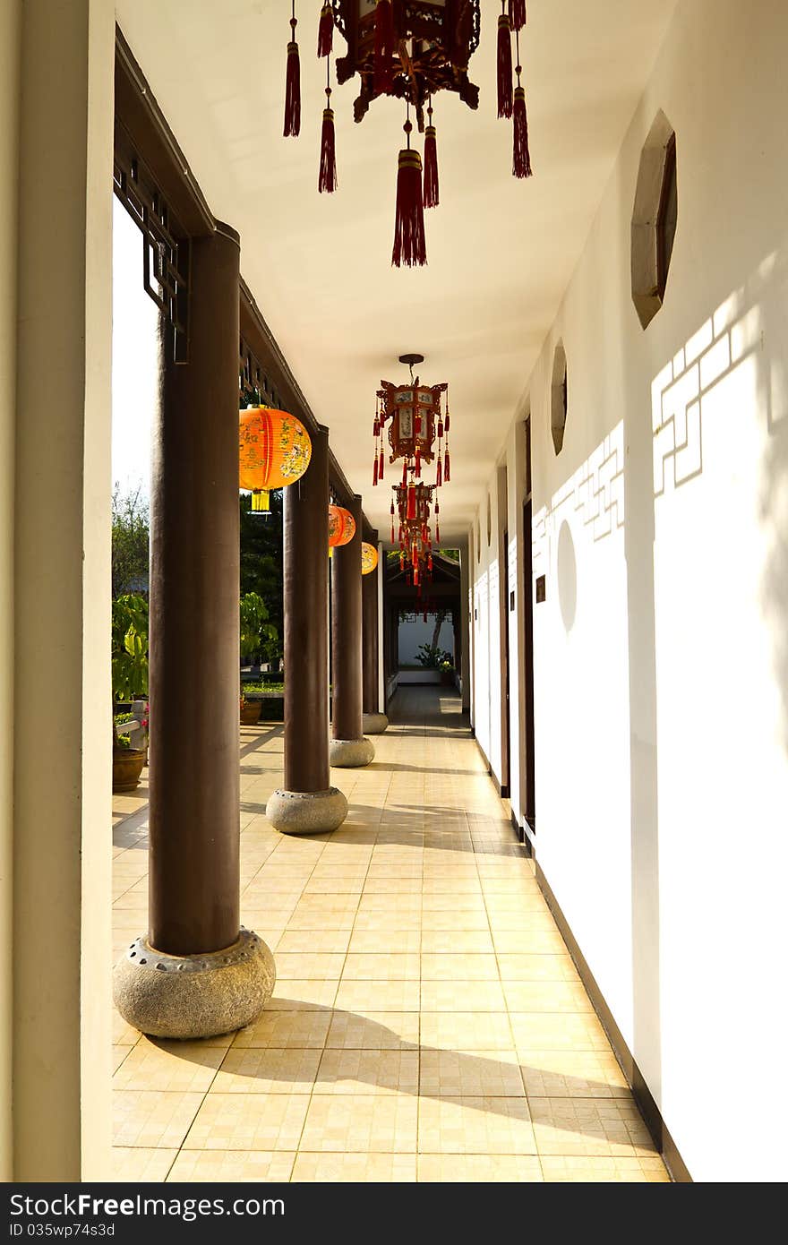 Chinese corridor in the building at The Sirindhorn Chinese Language and Culture Center