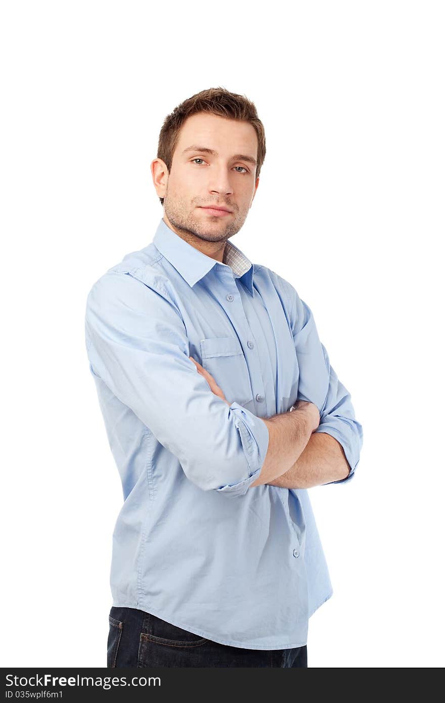 Portrait of student isolated on white background