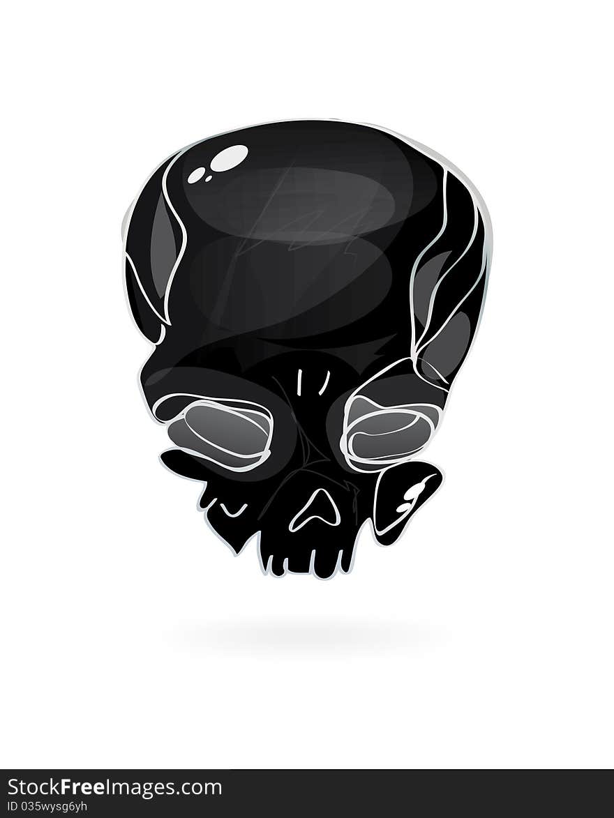 Black skull symbol on white